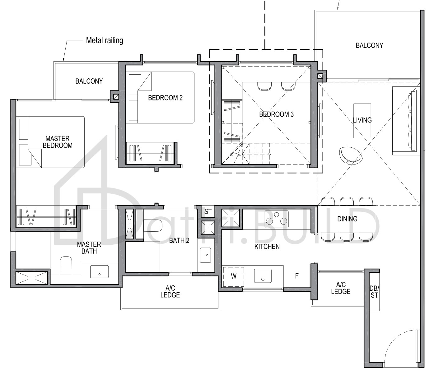 PARK COLONIAL 3C1-PH floorplan (watermarked)