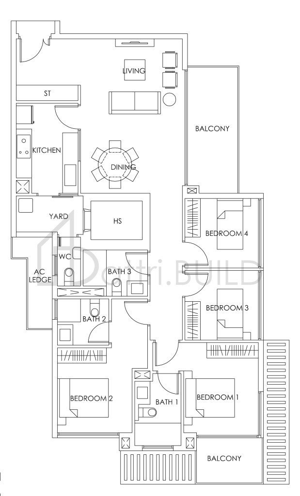 BEDOK RESIDENCES D2a (M) floorplan (watermarked)