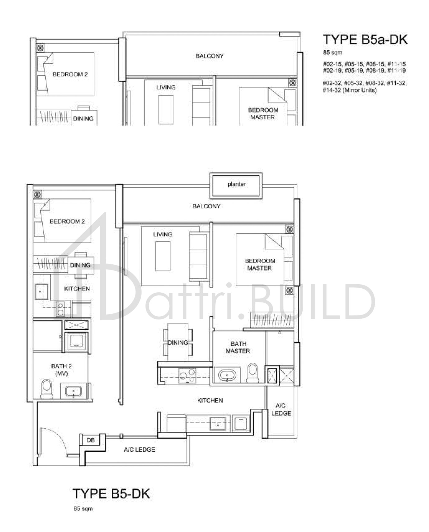THE SANTORINI B5a-DK floorplan (watermarked)