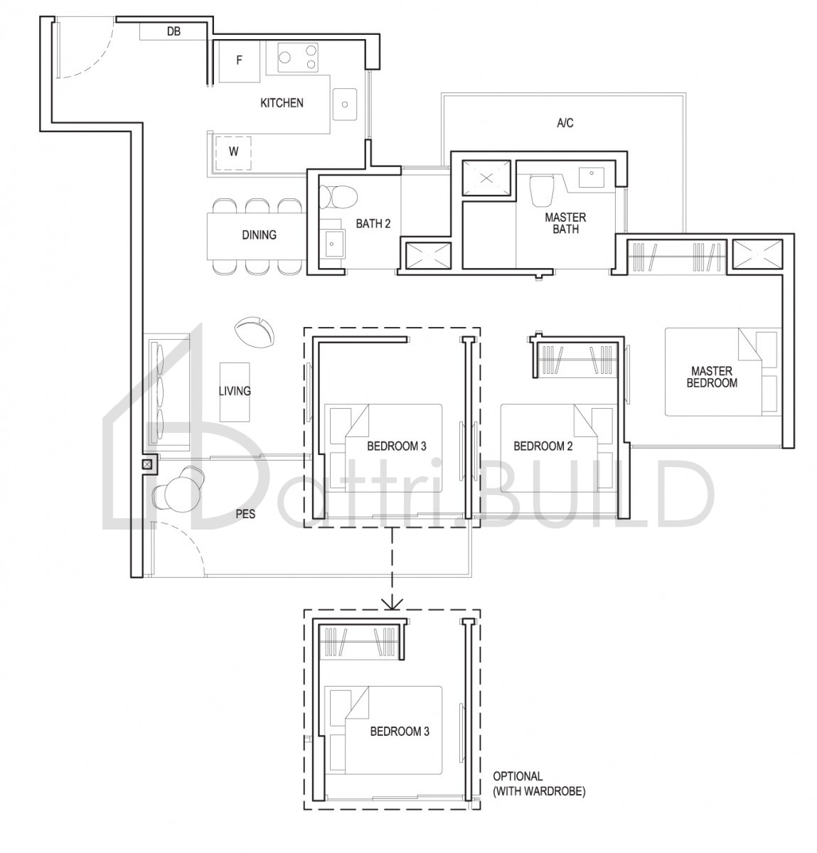 GRANDEUR PARK RESIDENCES 3c1d-g floorplan (watermarked)