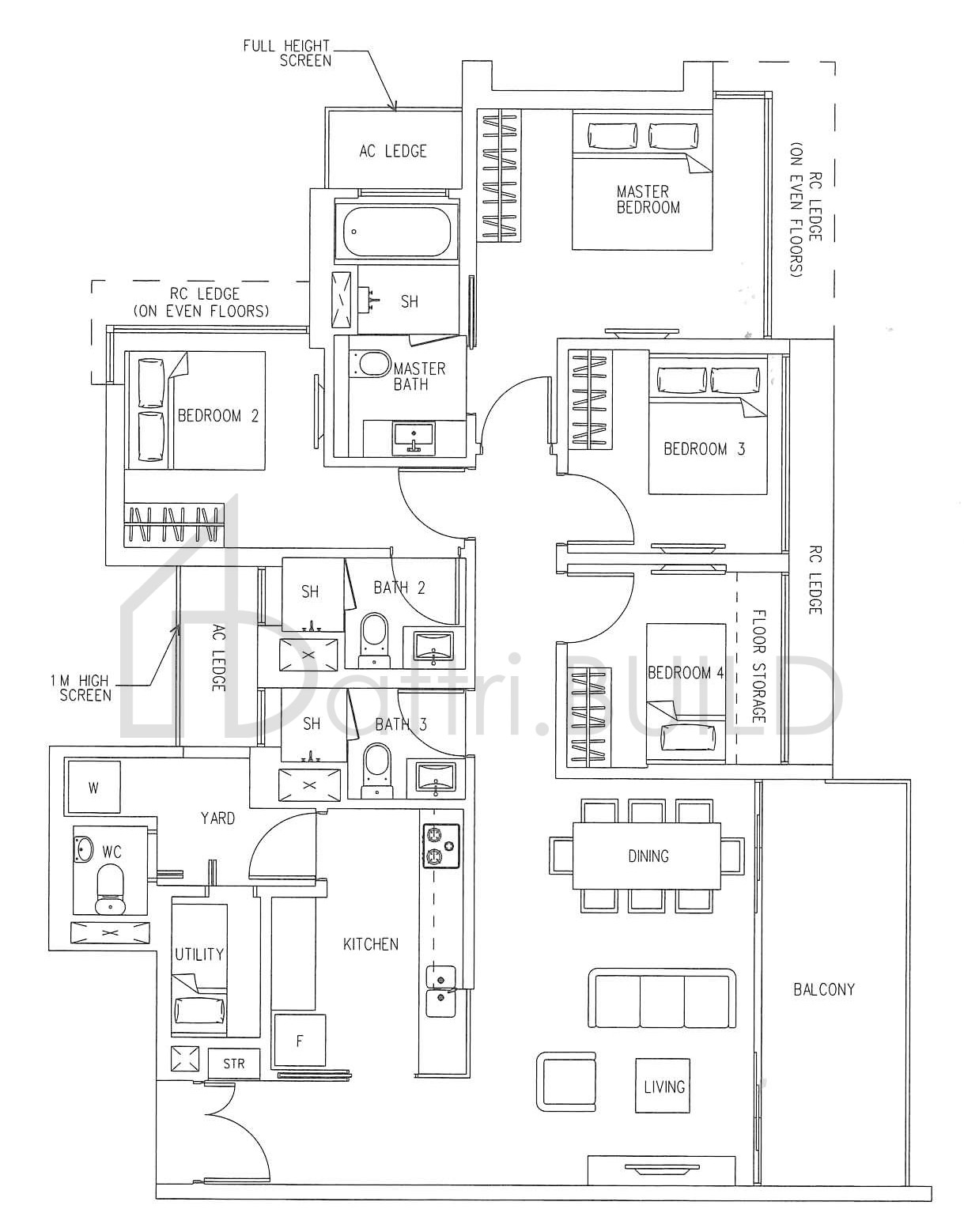 H2O RESIDENCES F2 floorplan (watermarked)
