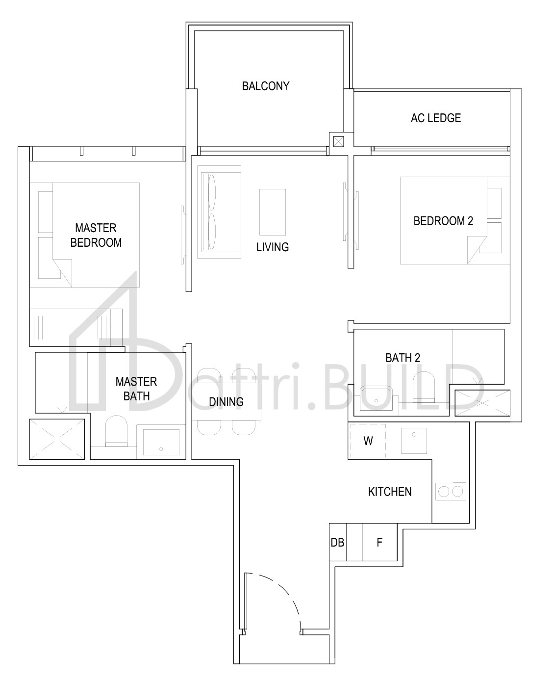 THE FLORENCE RESIDENCES 2D2 floorplan (watermarked)