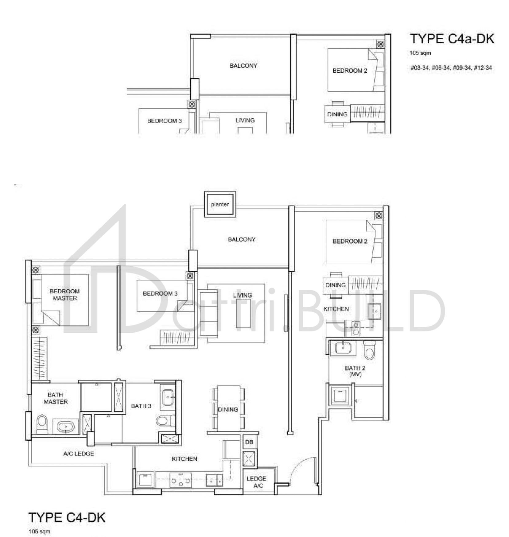 THE SANTORINI C4a-DK floorplan (watermarked)