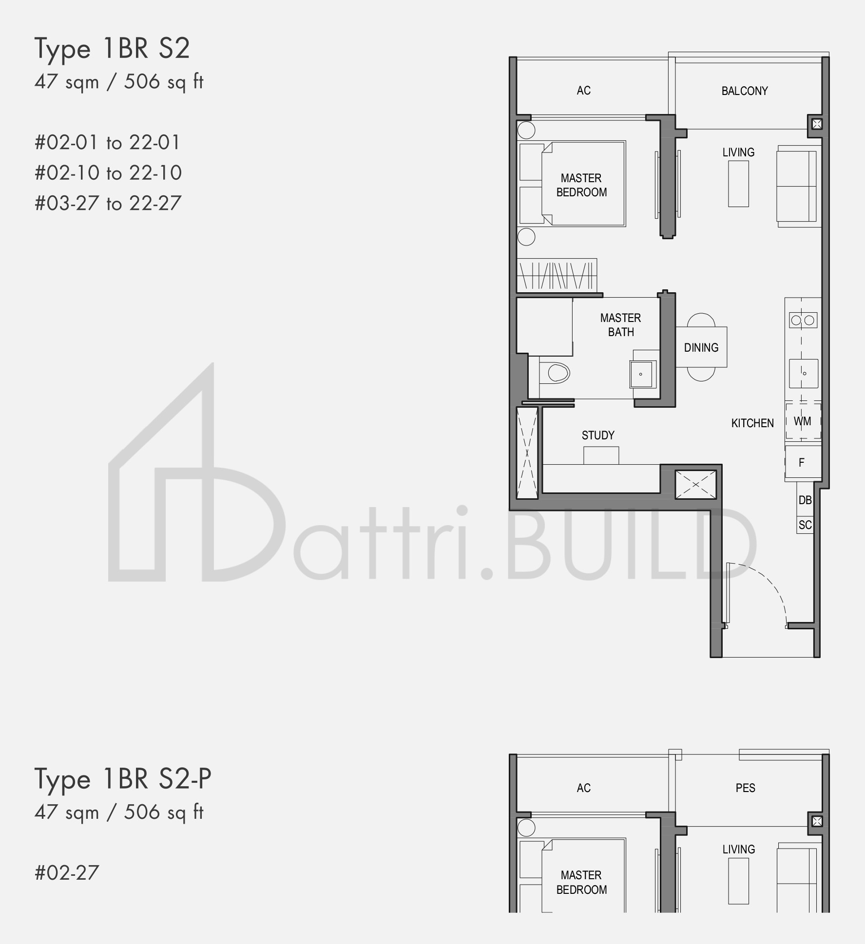 PARC BOTANNIA 1BRS2-P floorplan (watermarked)