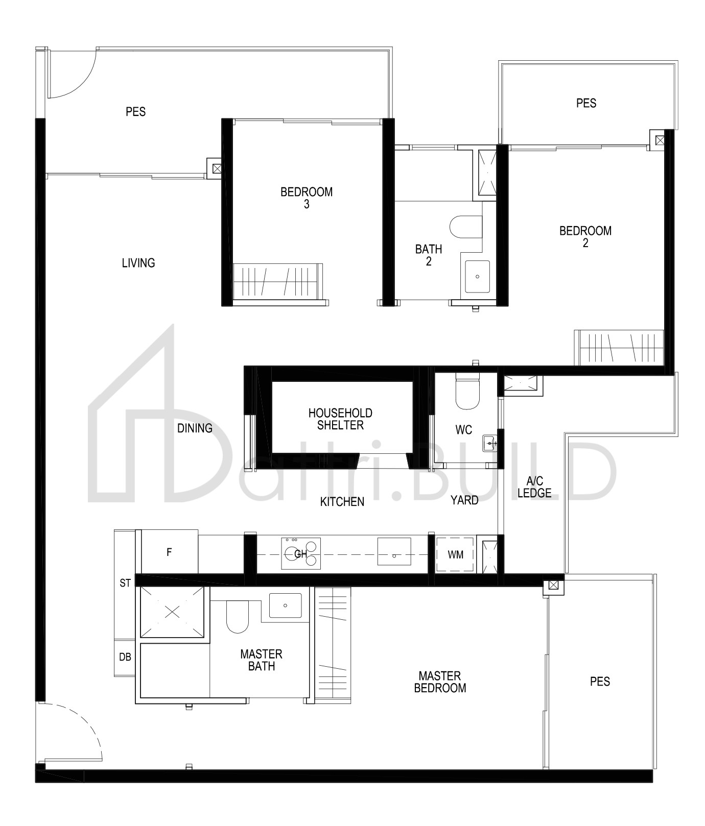 DAINTREE RESIDENCE C5-P floorplan (watermarked)