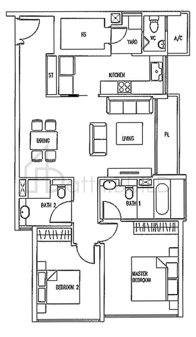 THE WHARF RESIDENCE A4-b floorplan (watermarked)