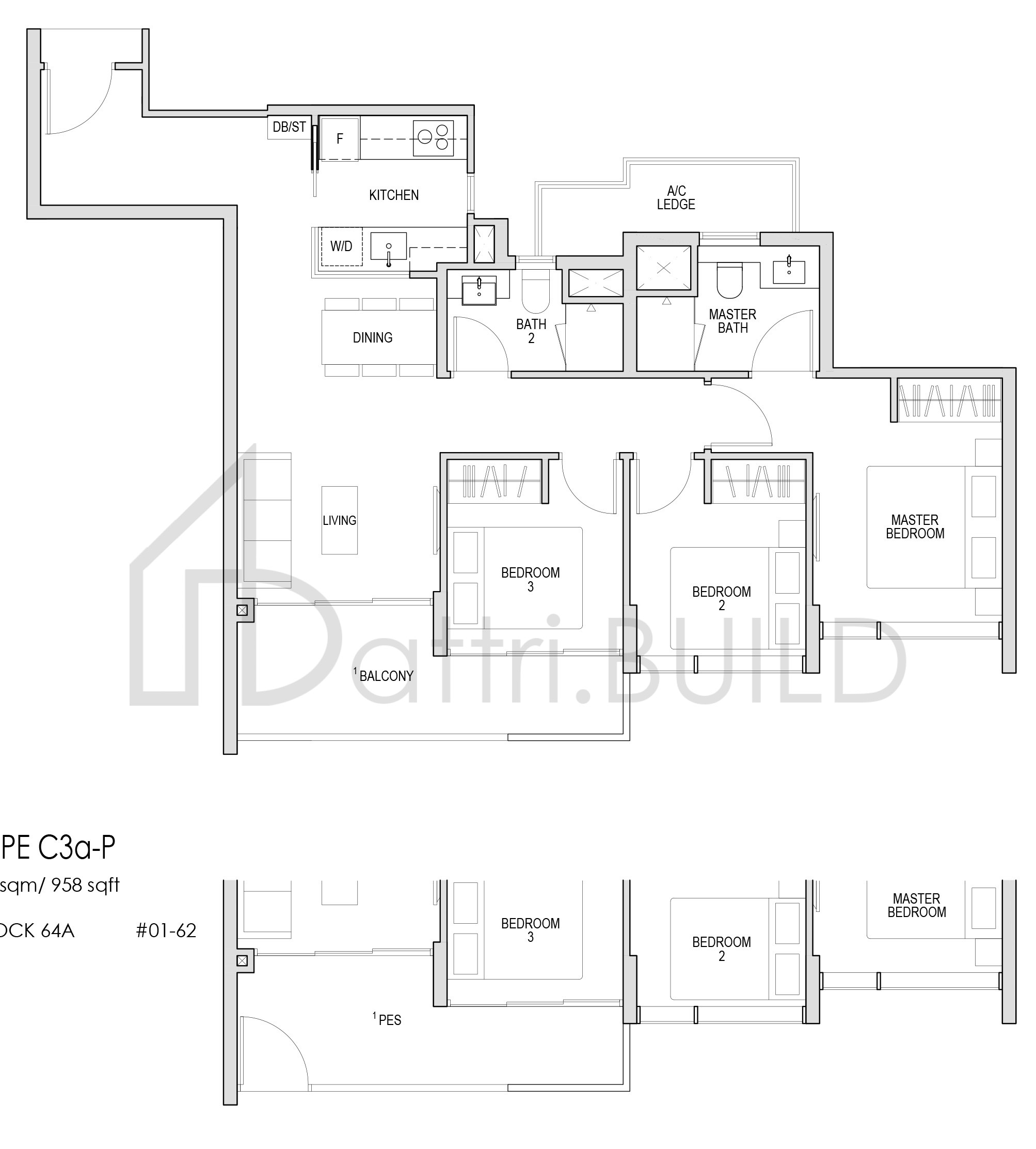 KENT RIDGE HILL RESIDENCES C3a floorplan (watermarked)