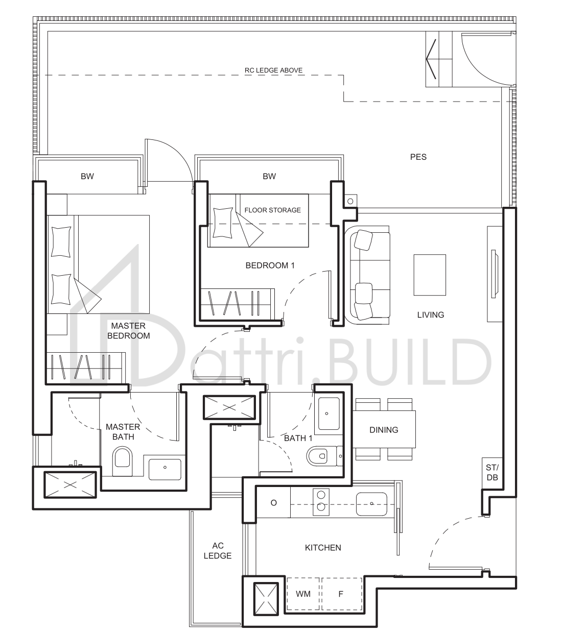 THE PALETTE B1a-1P floorplan (watermarked)