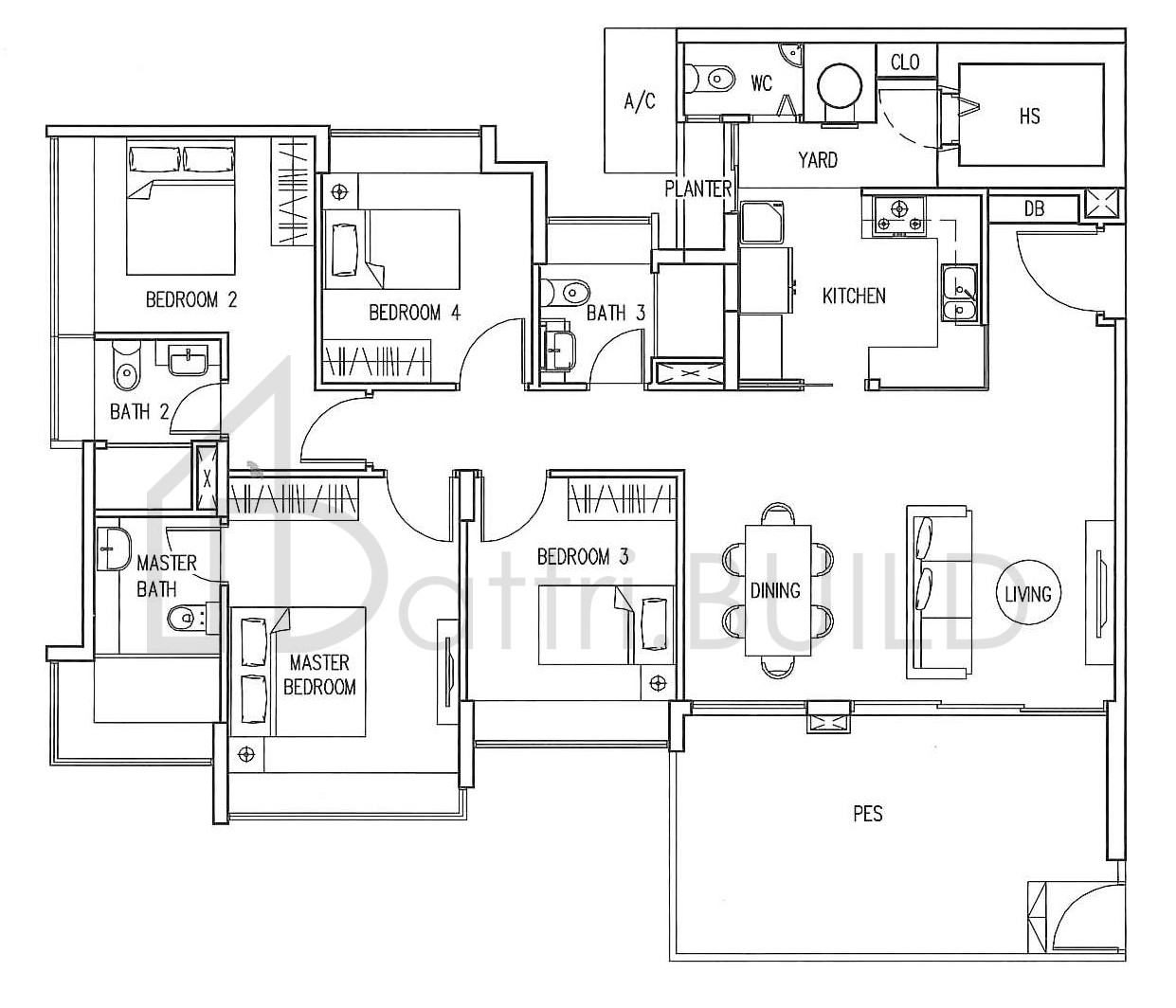 THE INFINITI D1-P1 floorplan (watermarked)
