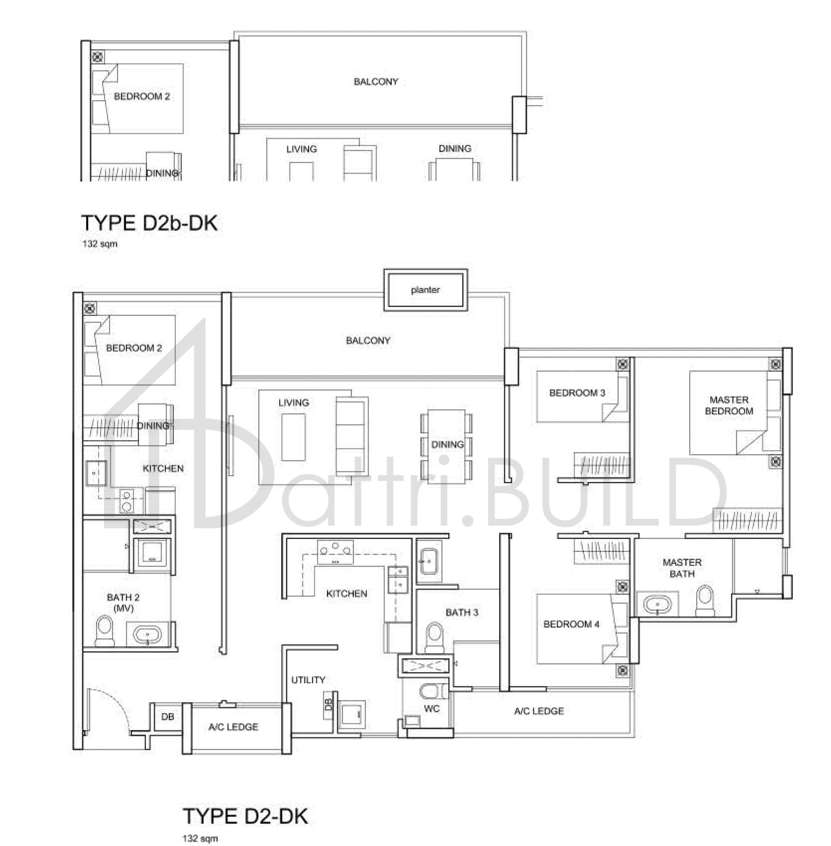 THE SANTORINI D2b-DK floorplan (watermarked)