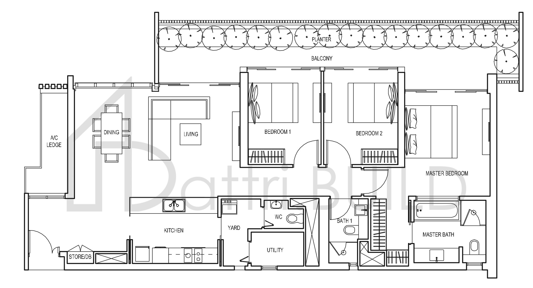 THE ARTE B1 floorplan (watermarked)