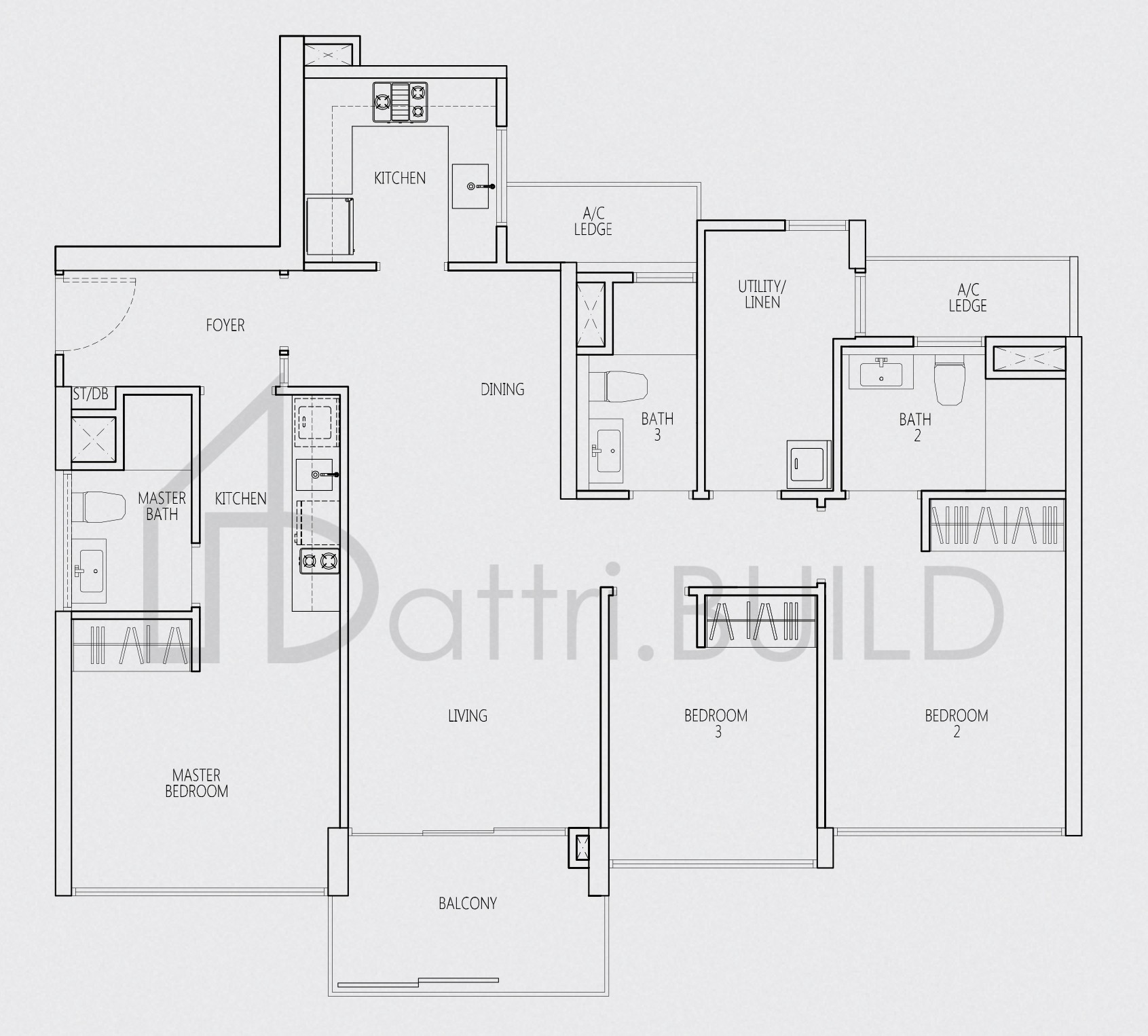 Q BAY RESIDENCES TR-C floorplan (watermarked)