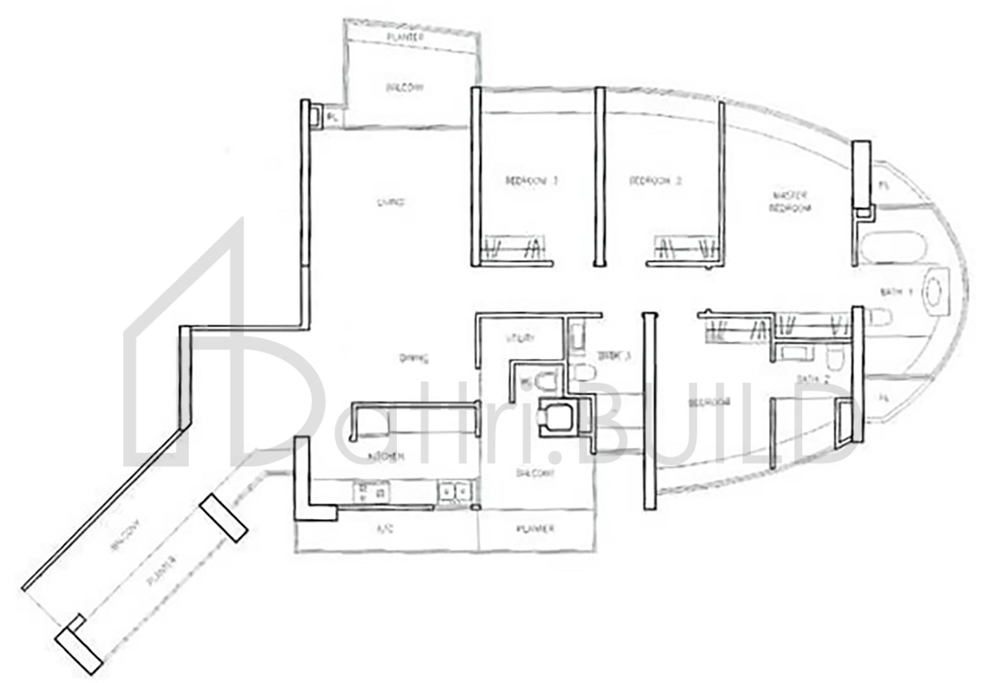 CLOVER BY THE PARK B3 floorplan (watermarked)
