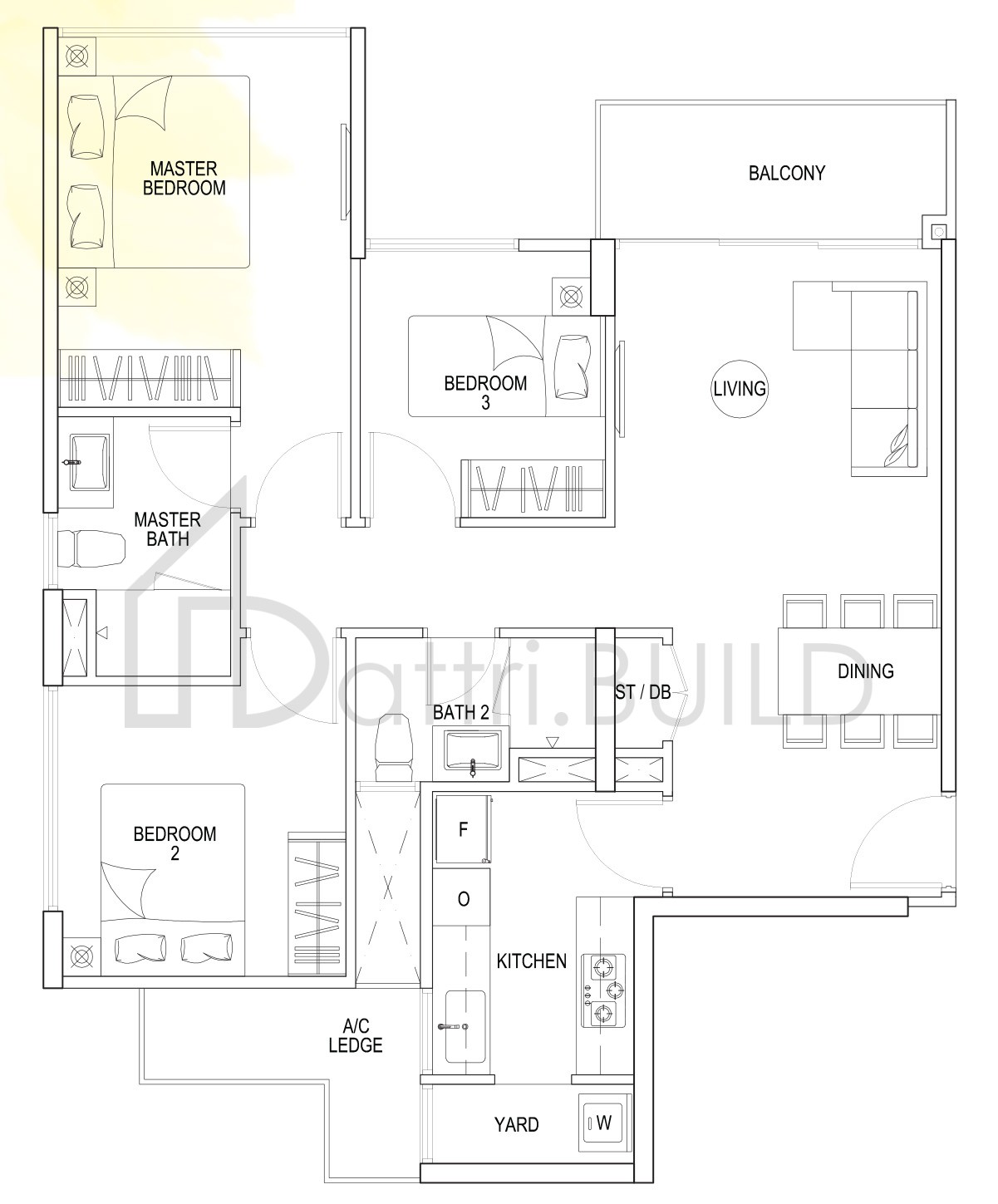 THE RAINFOREST B1 floorplan (watermarked)