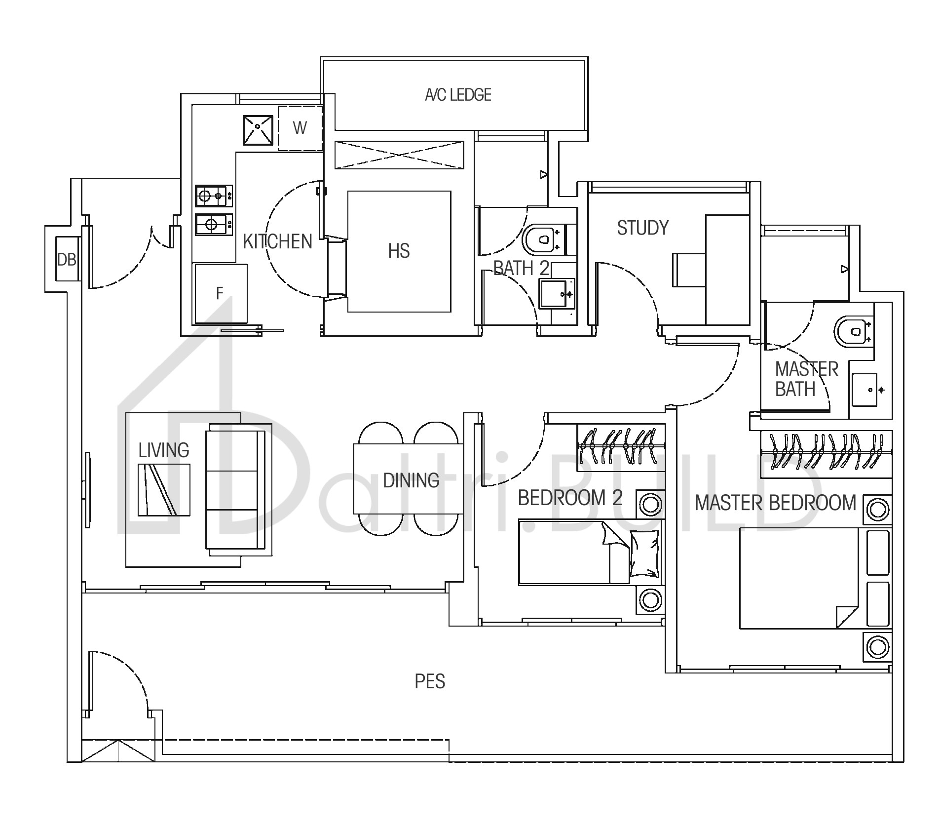 HEDGES PARK CONDOMINIUM (2+1)a1 floorplan (watermarked)