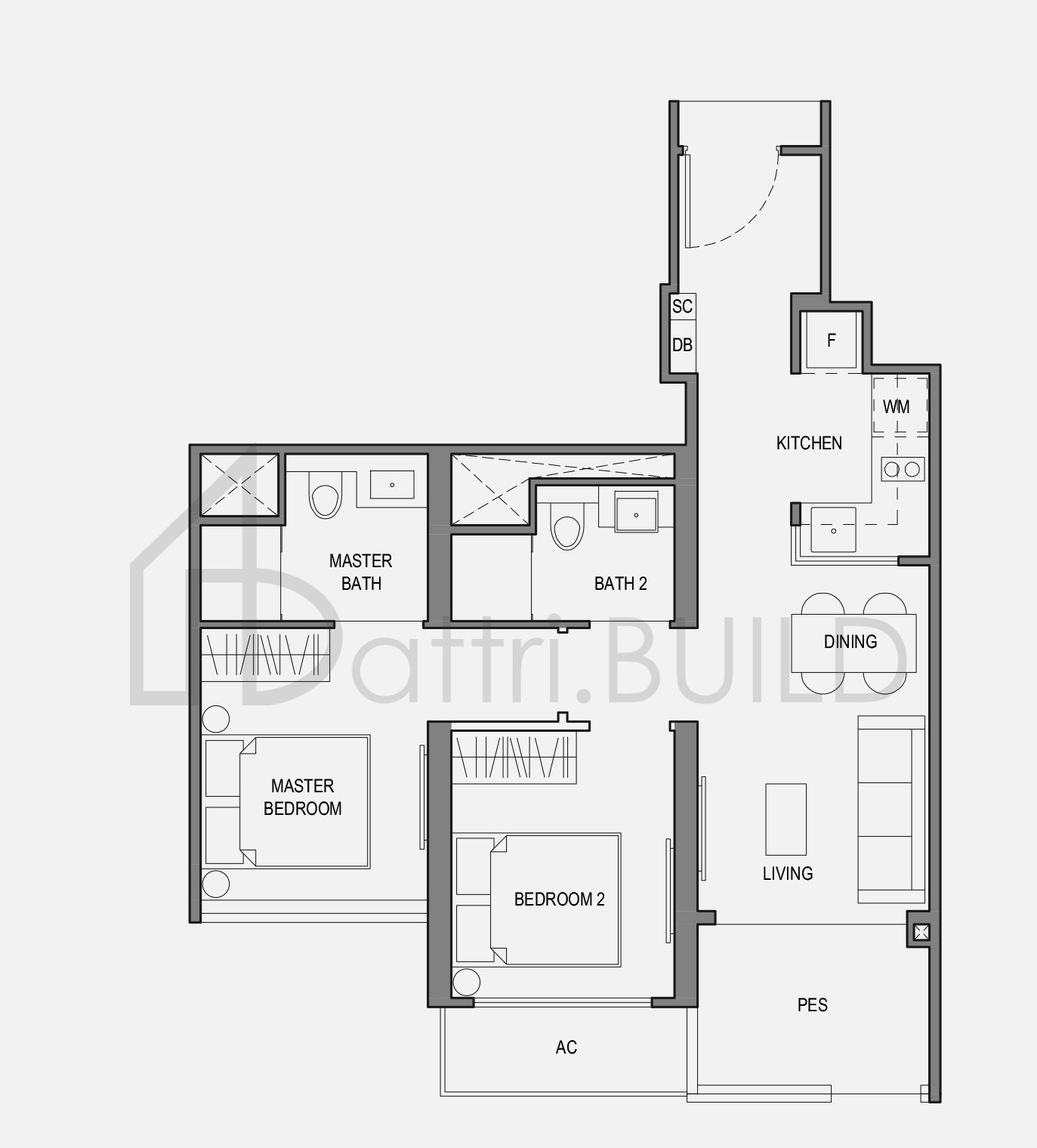 PARC BOTANNIA 2BRP1-P floorplan (watermarked)