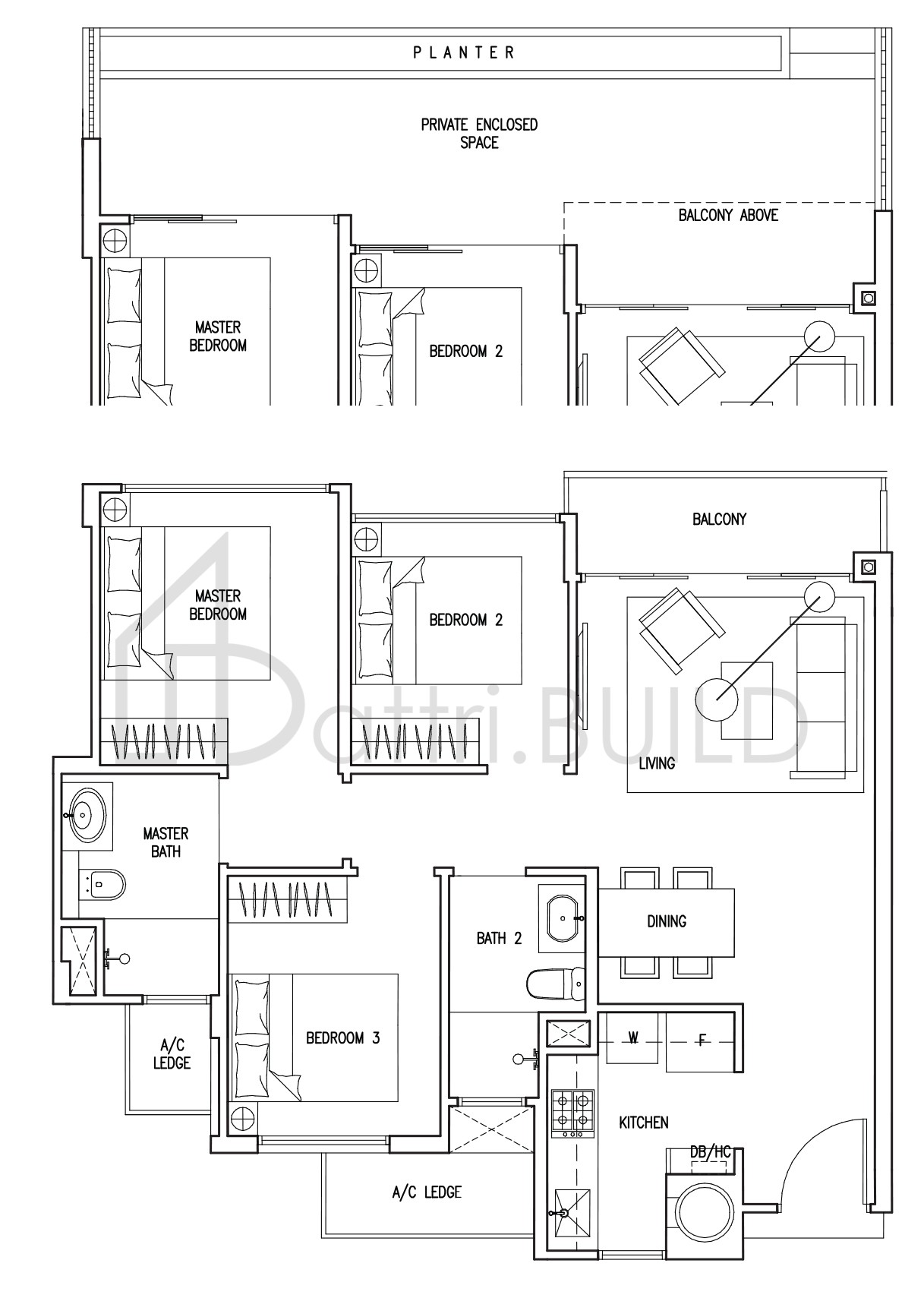 THE NAUTICAL C1(P) floorplan (watermarked)