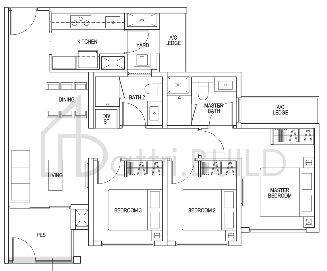 THE BROWNSTONE b4p1 floorplan (watermarked)