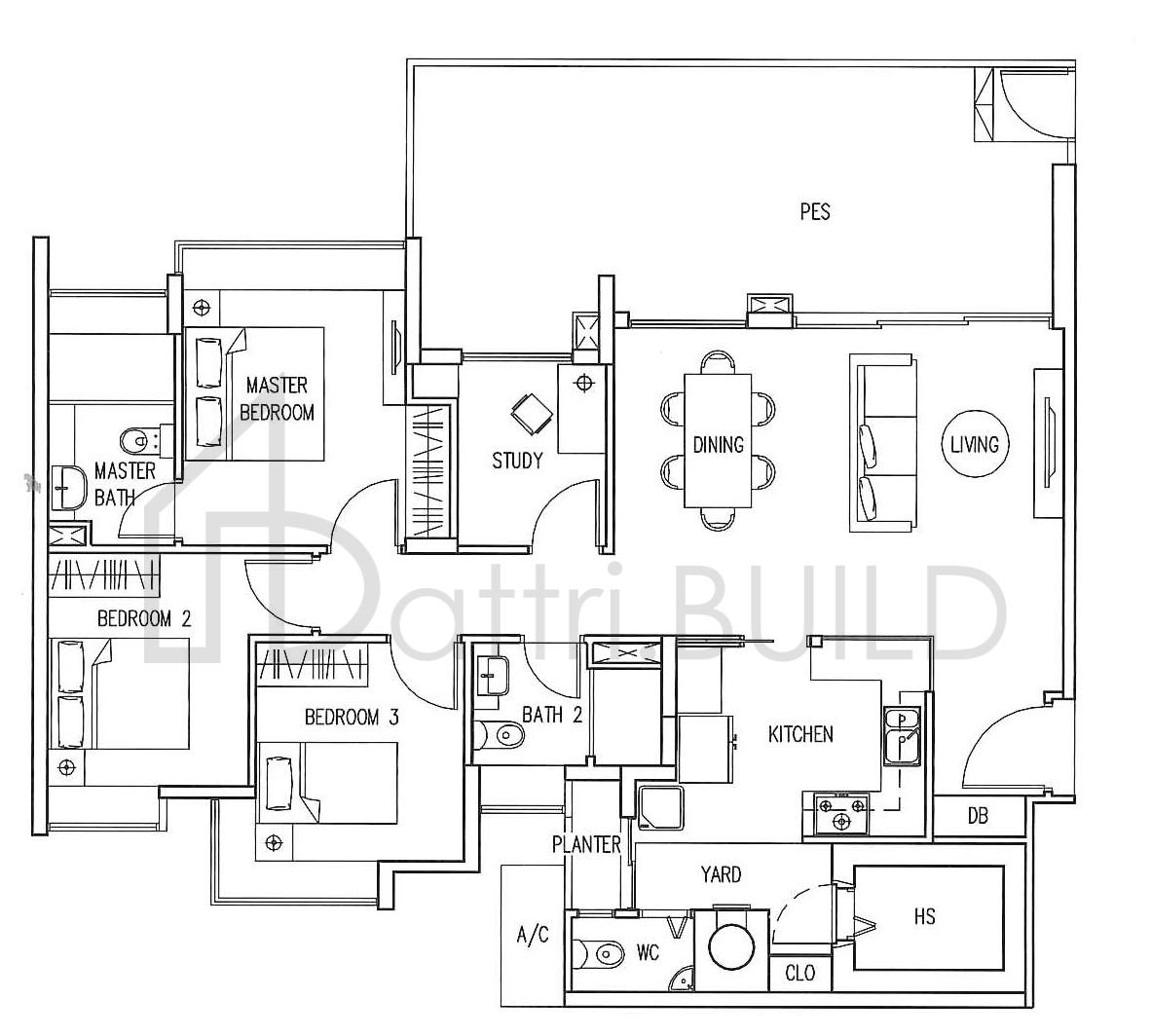THE INFINITI C1-P1 floorplan (watermarked)