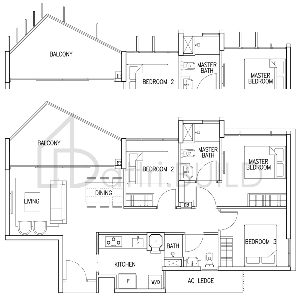 THE SKYWOODS 3C2 A floorplan (watermarked)