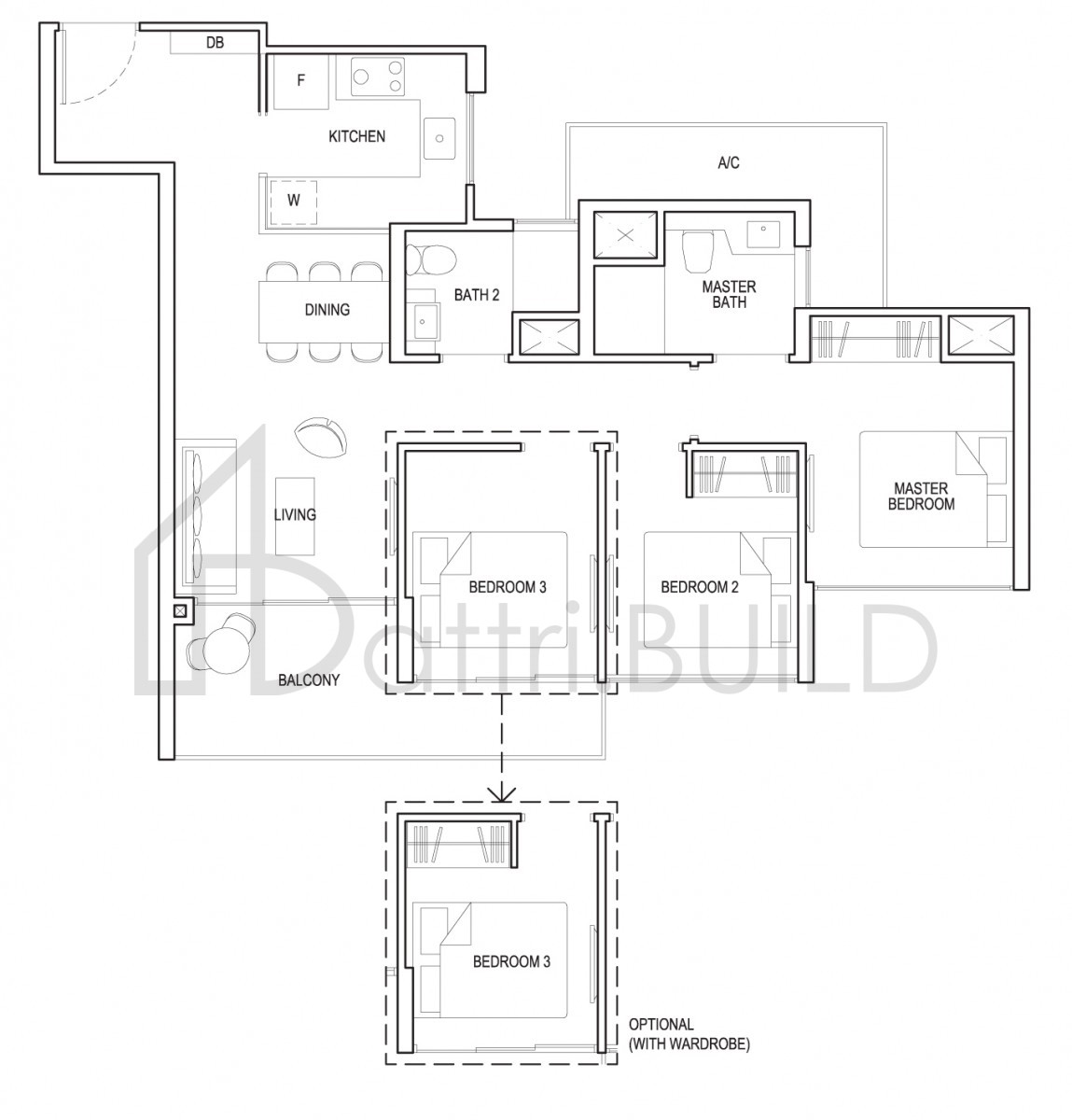 GRANDEUR PARK RESIDENCES 3c1d floorplan (watermarked)