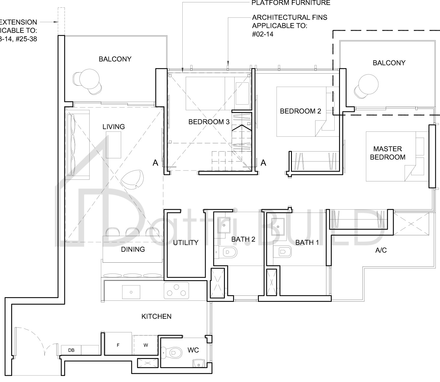 HIGH PARK RESIDENCES 3D1-PH floorplan (watermarked)