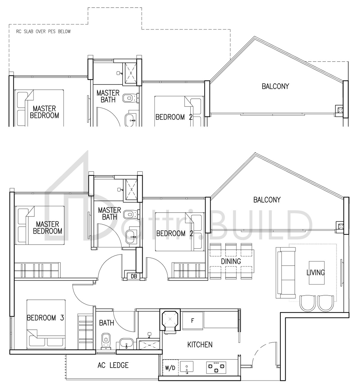 THE SKYWOODS 3C1A floorplan (watermarked)