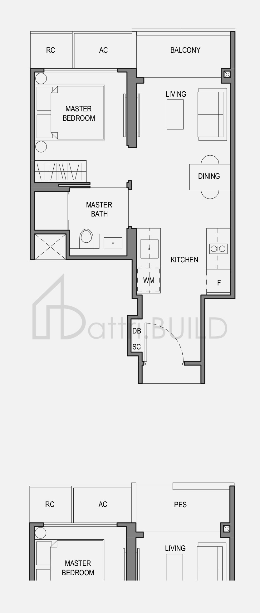 PARC BOTANNIA 1BR1-P floorplan (watermarked)