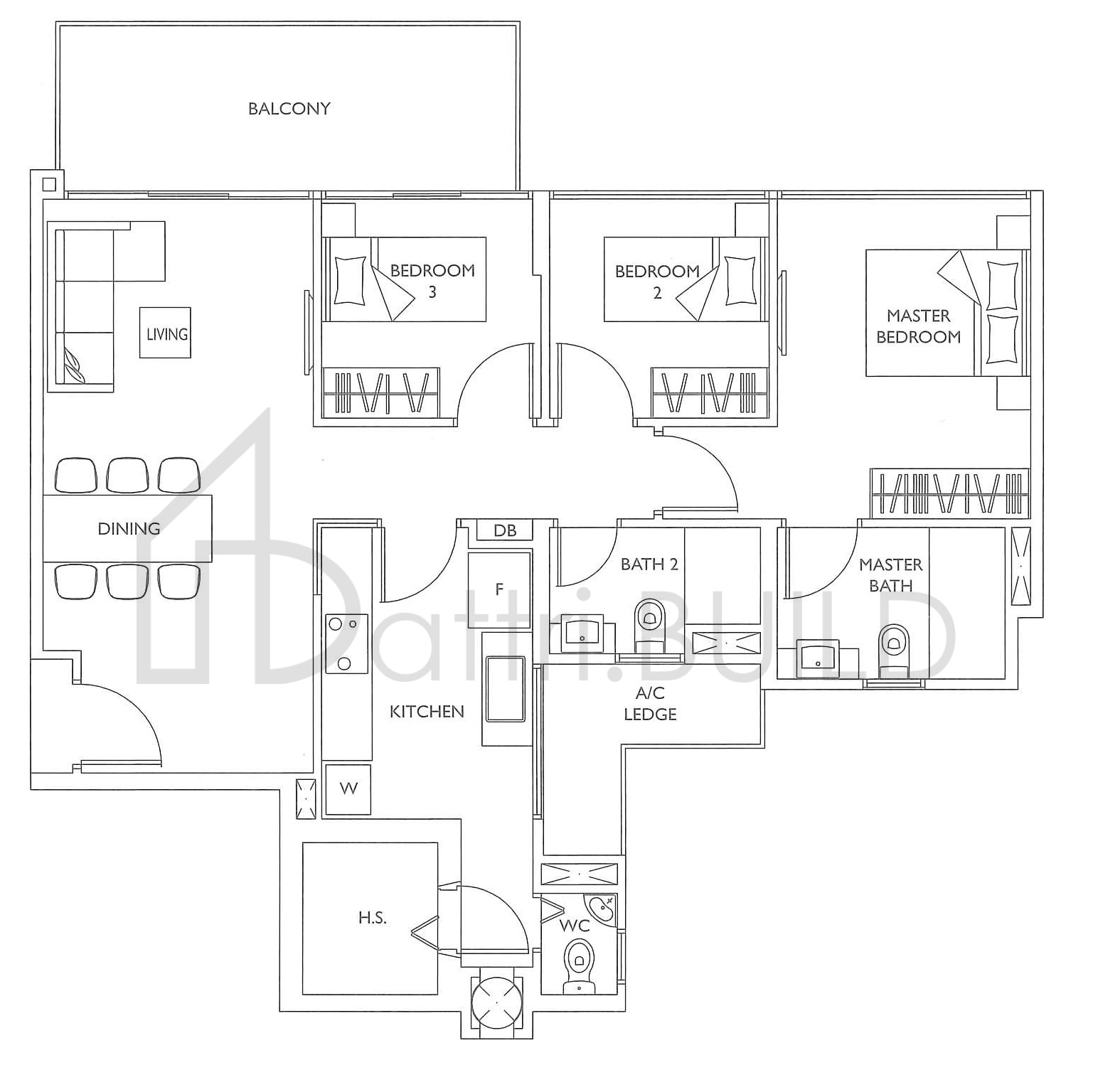 THE LUXURIE C1A floorplan (watermarked)