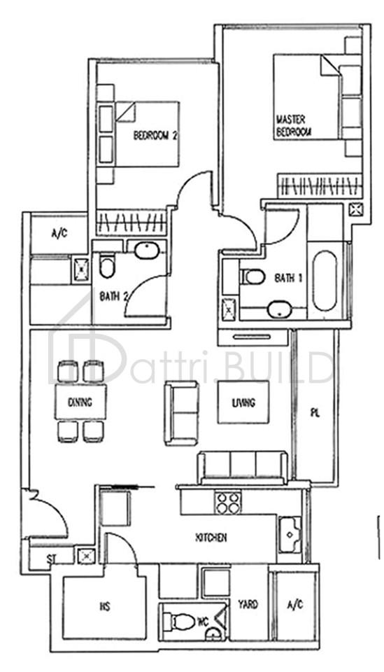 THE WHARF RESIDENCE A6-b floorplan (watermarked)