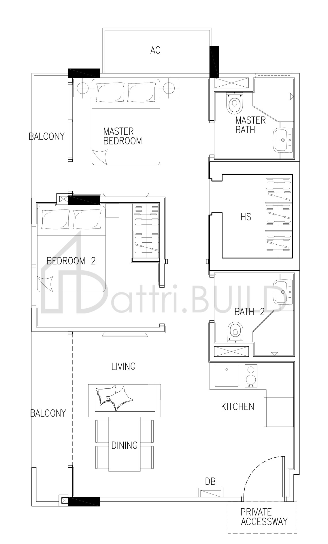 24 ONE RESIDENCES 2A floorplan (watermarked)