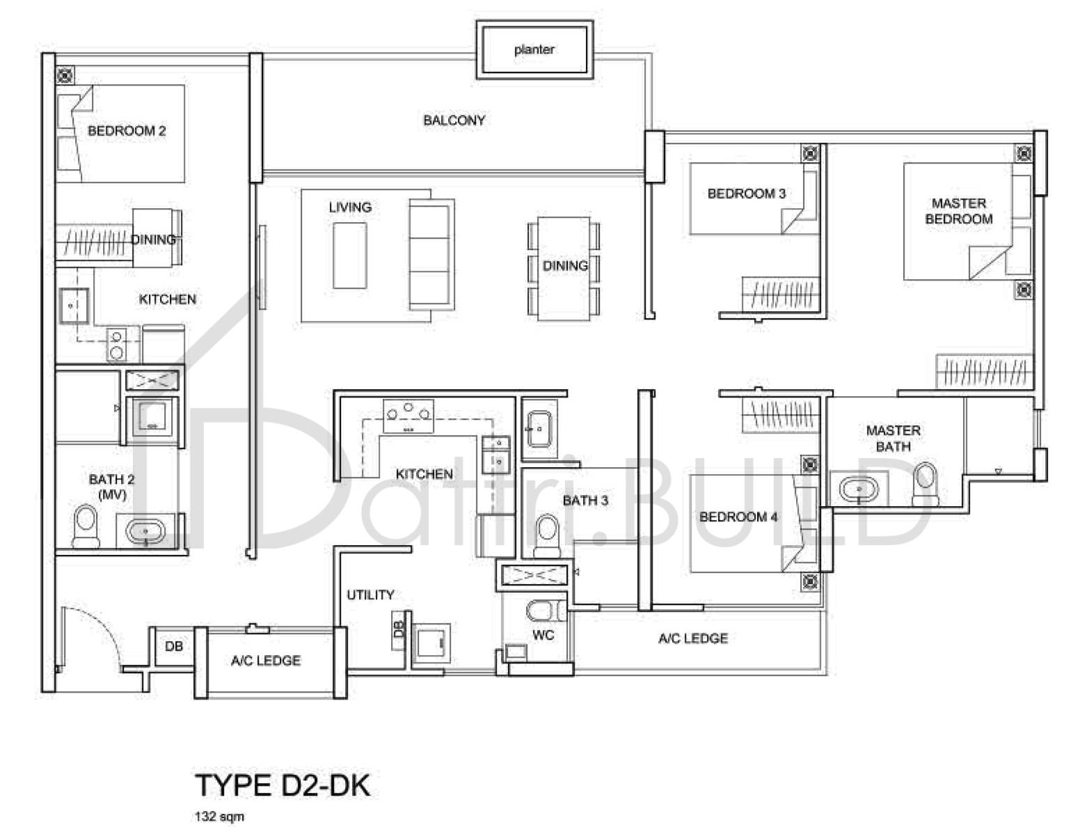 THE SANTORINI D2-DK floorplan (watermarked)