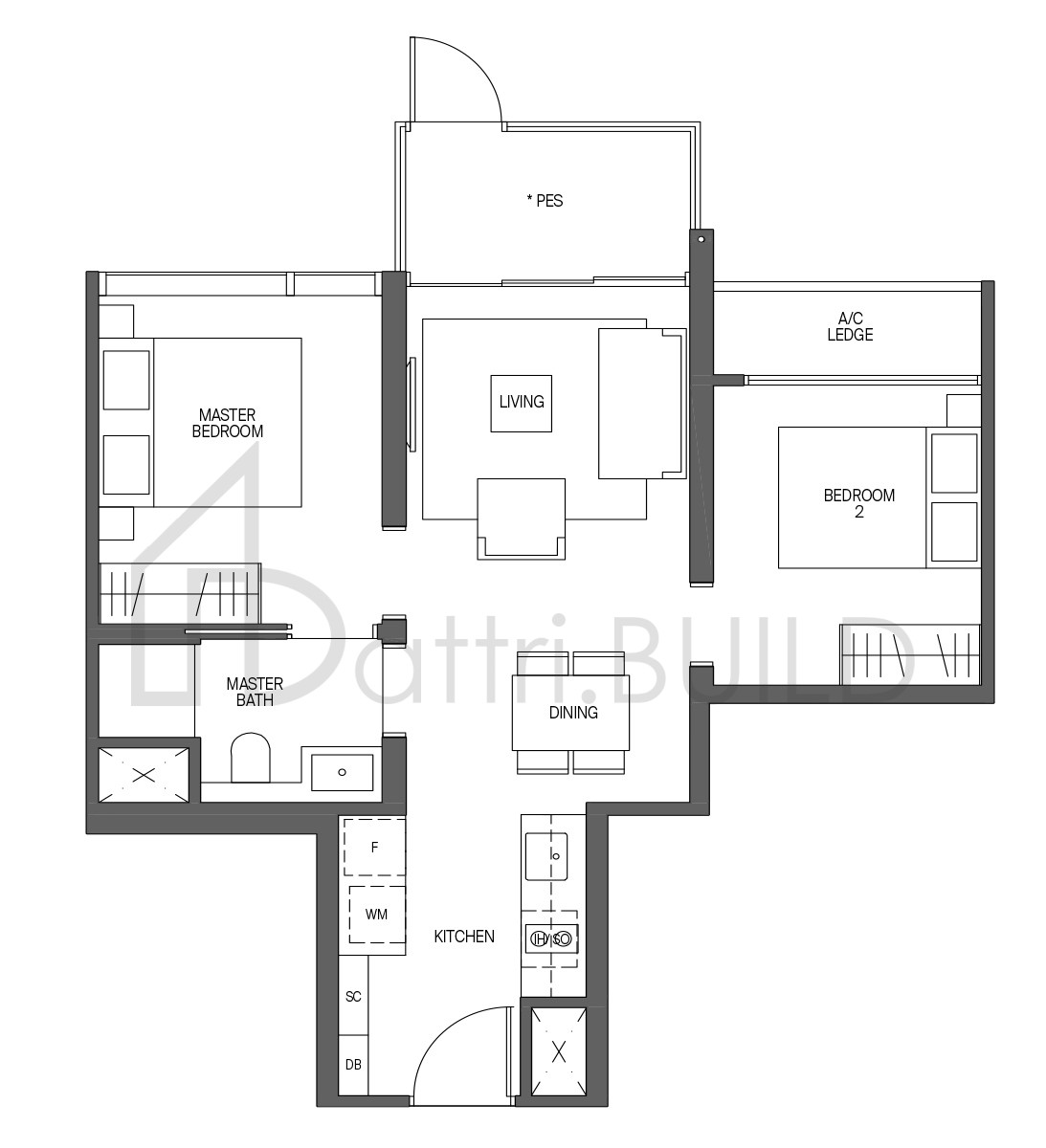 MIDTOWN MODERN B2-G floorplan (watermarked)