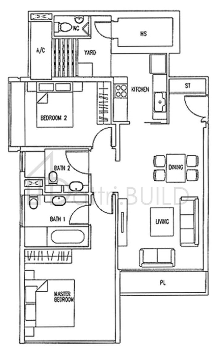 THE WHARF RESIDENCE A2-b floorplan (watermarked)