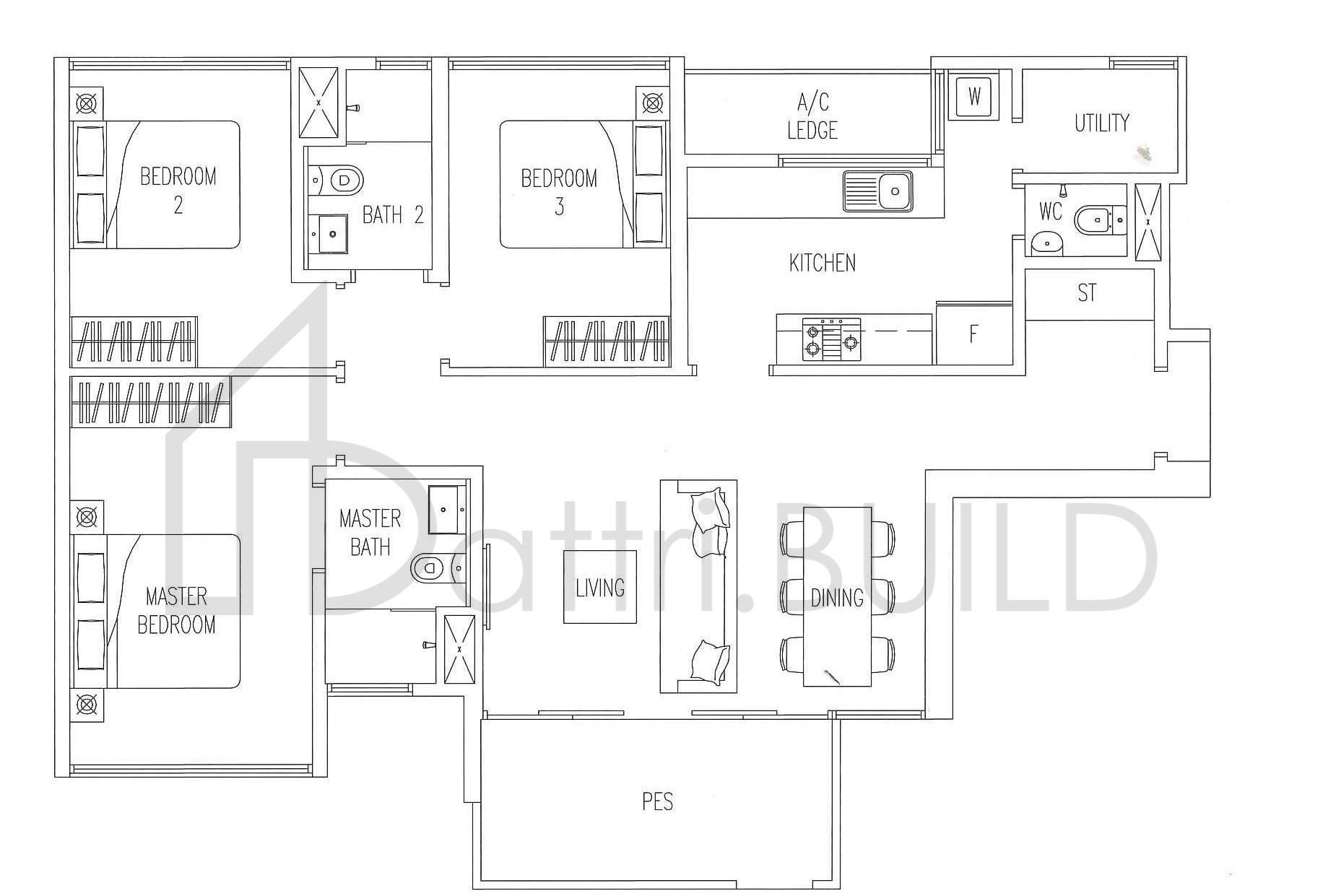 TWIN FOUNTAINS B3P-VT floorplan (watermarked)