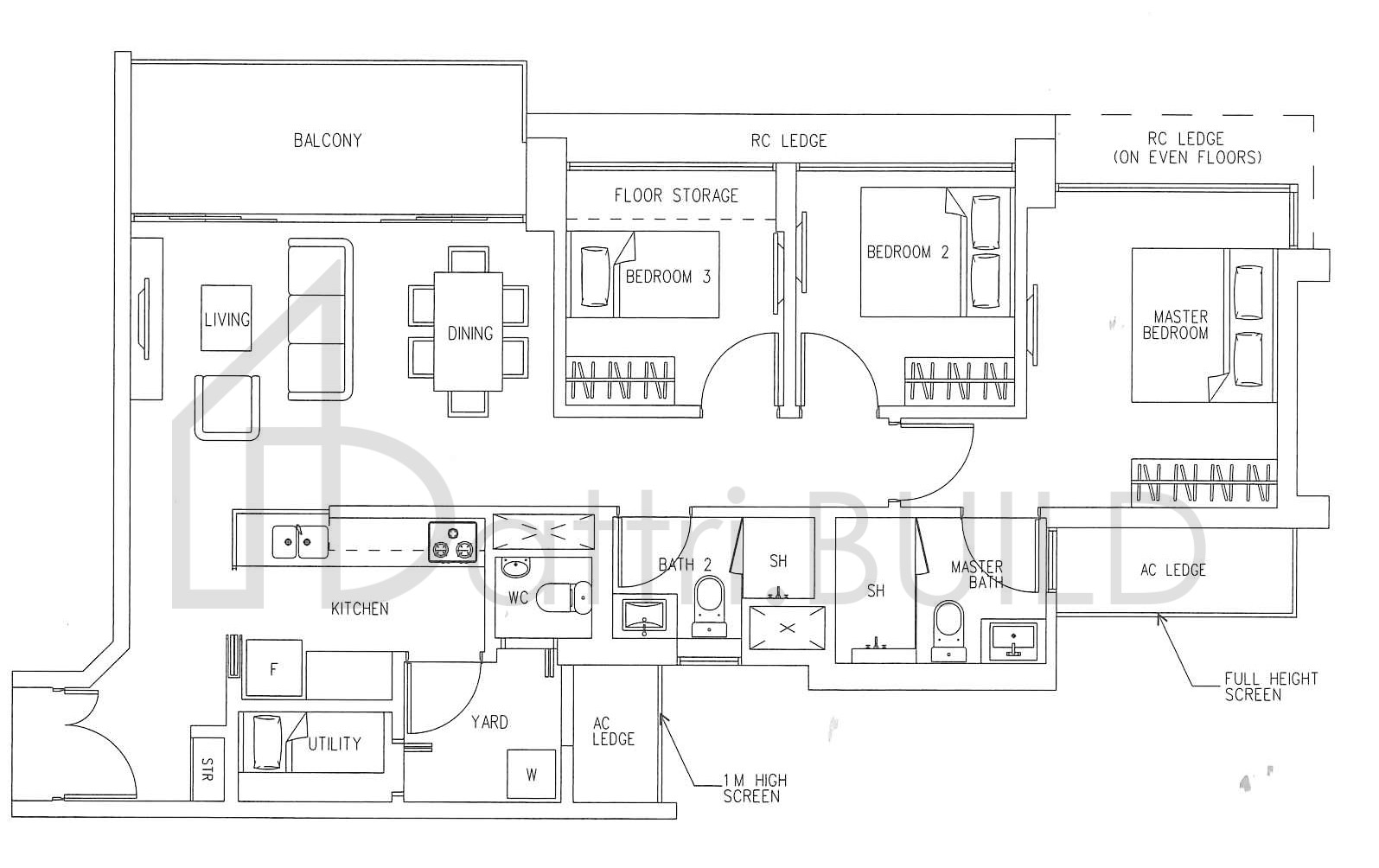H2O RESIDENCES D1 floorplan (watermarked)