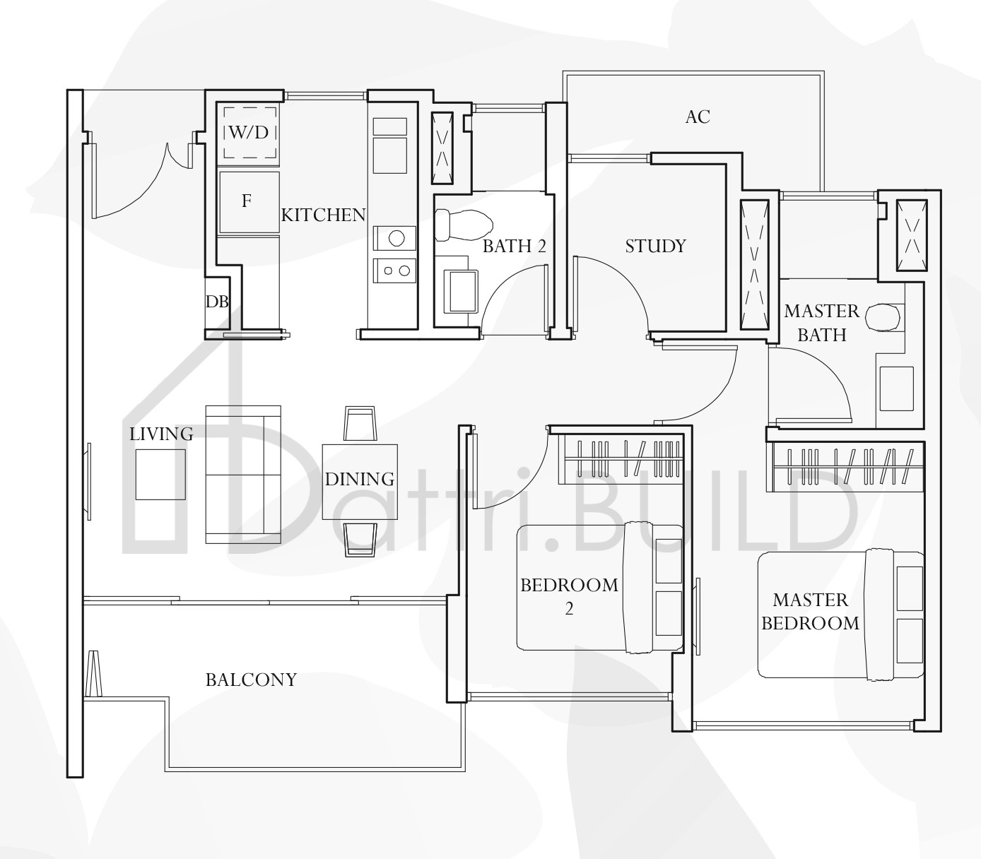 THE INFLORA (2+1)a floorplan (watermarked)