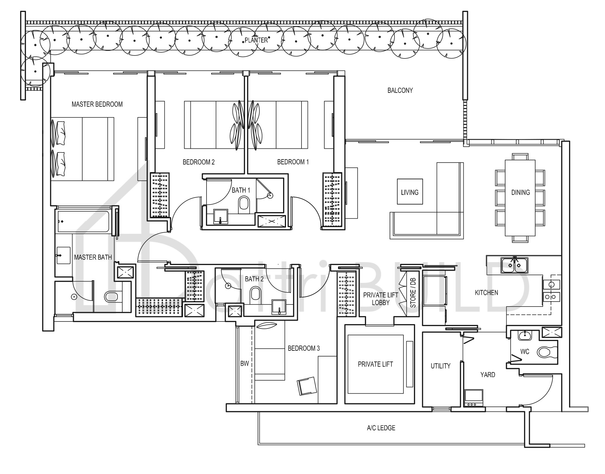 THE ARTE C1 floorplan (watermarked)