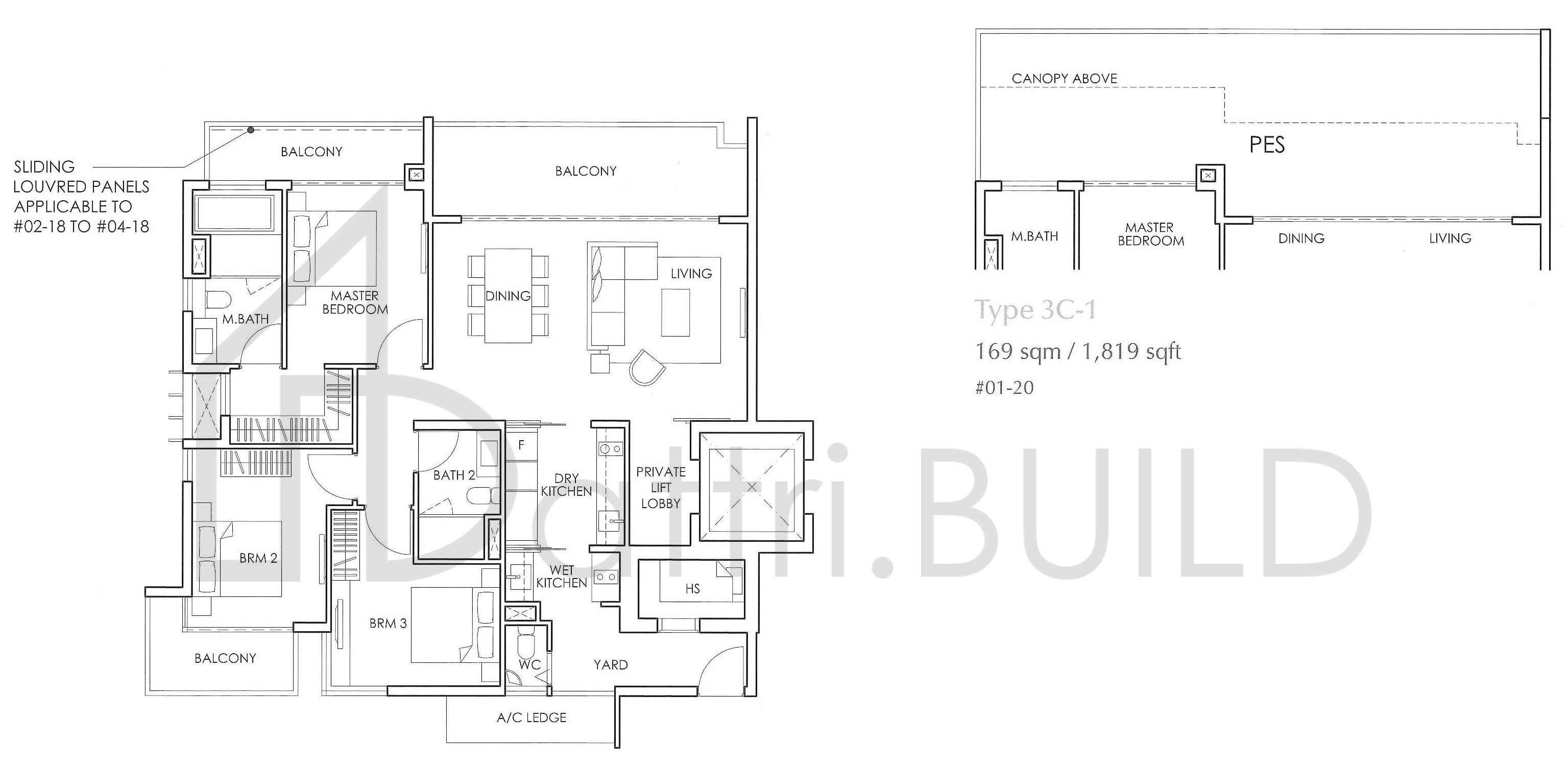 THE GLYNDEBOURNE 3C-1 floorplan (watermarked)