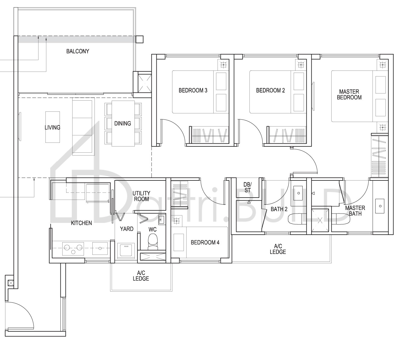 THE BROWNSTONE C1a floorplan (watermarked)