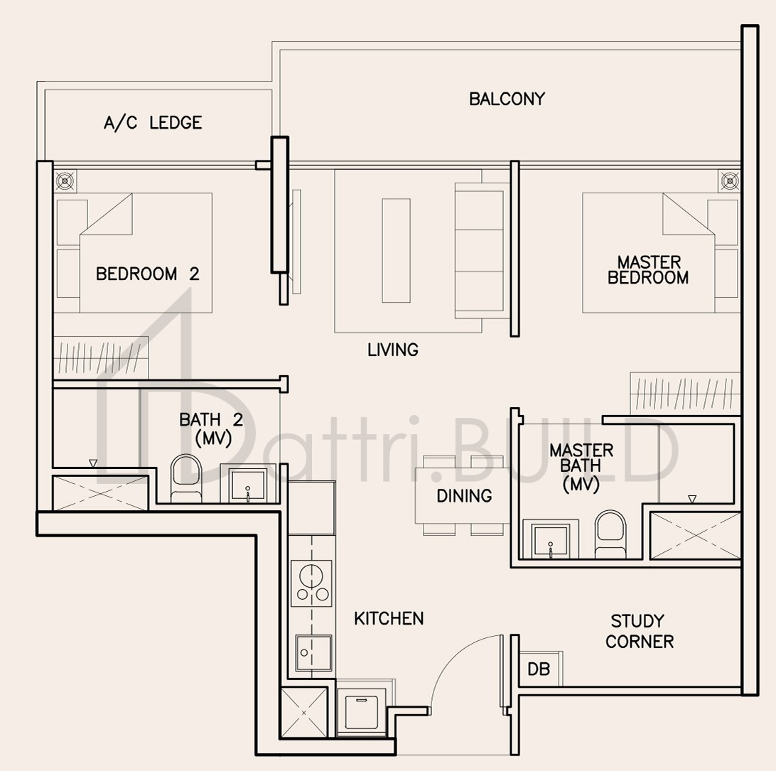 TRE RESIDENCES B2 floorplan (watermarked)