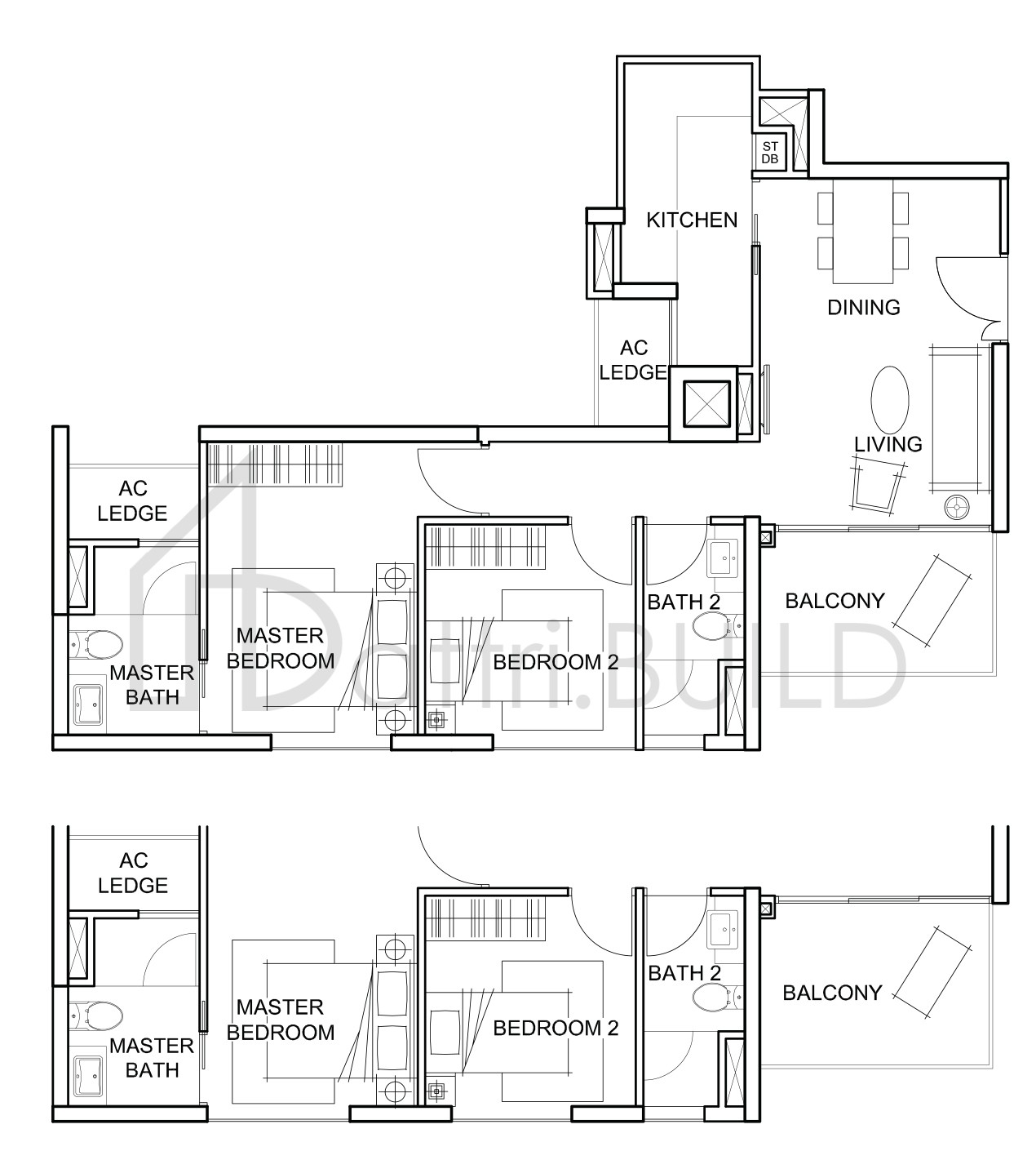 FORESQUE RESIDENCES B1 (VARIATION) floorplan (watermarked)