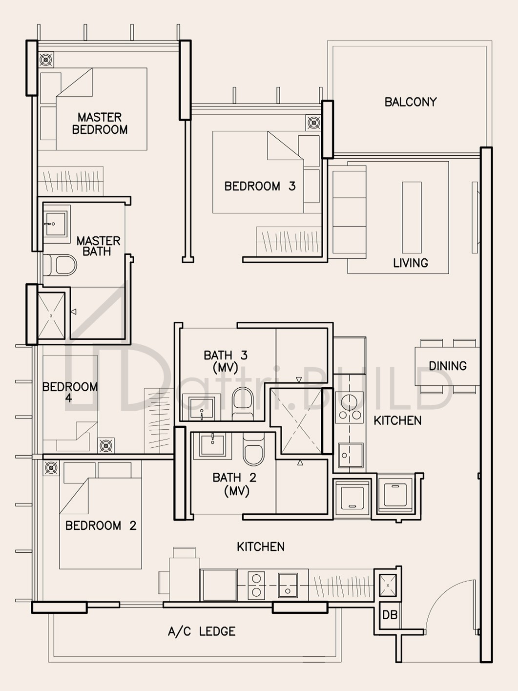 TRE RESIDENCES D1-DK floorplan (watermarked)