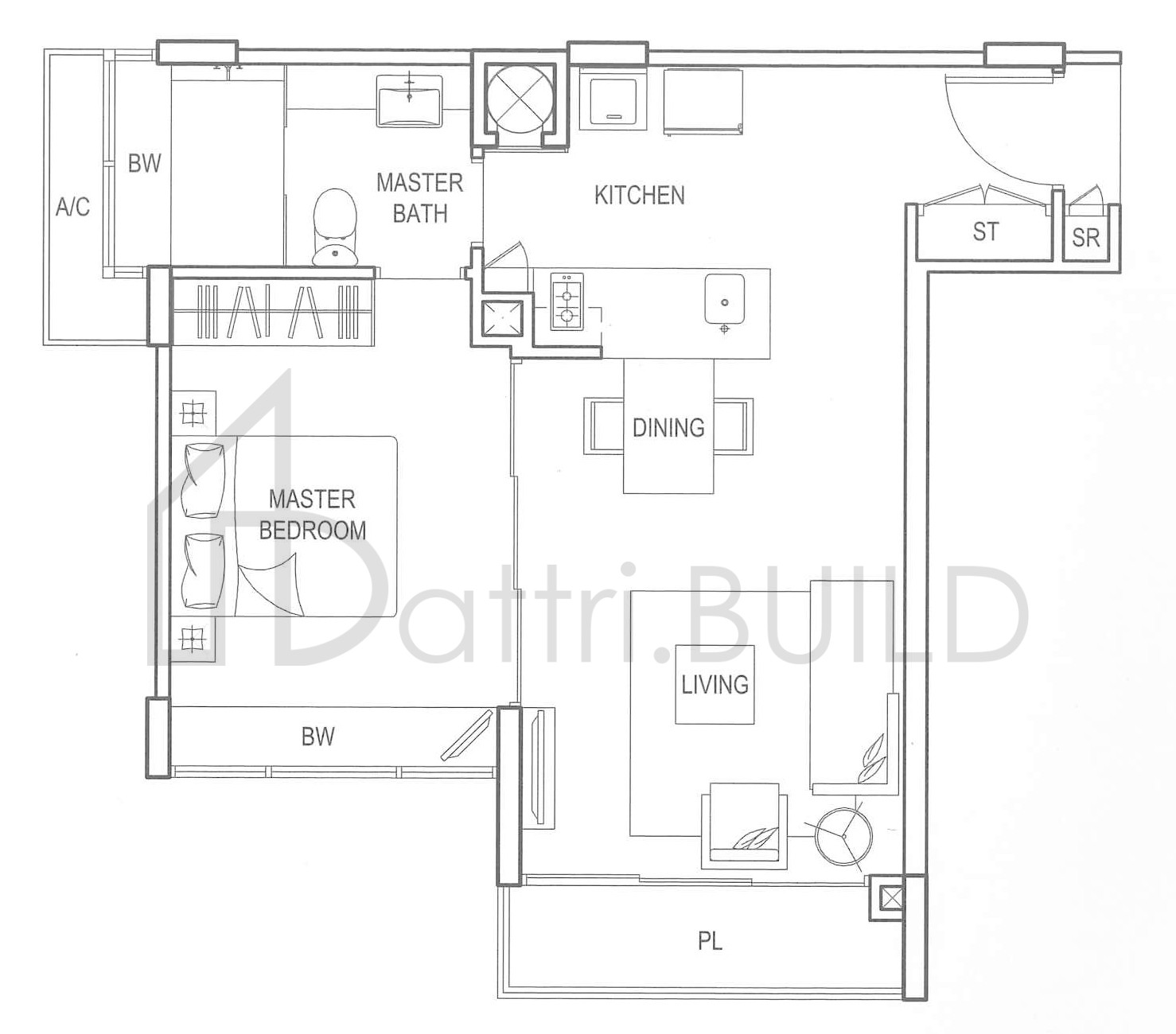 CLEMENTIWOODS CONDOMINIUM A1a floorplan (watermarked)