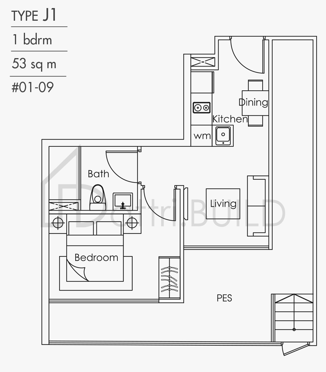 LOFT @ STEVENS J1 floorplan (watermarked)