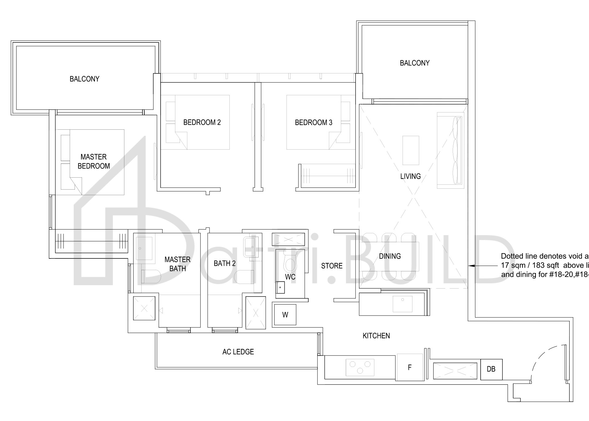 THE FLORENCE RESIDENCES 3D3a(PH) floorplan (watermarked)