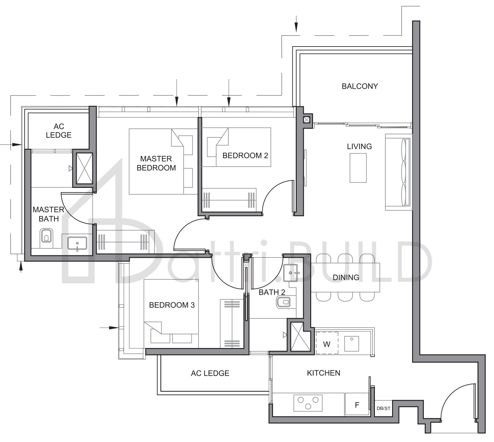 PARC CLEMATIS 3BR-5 floorplan (watermarked)