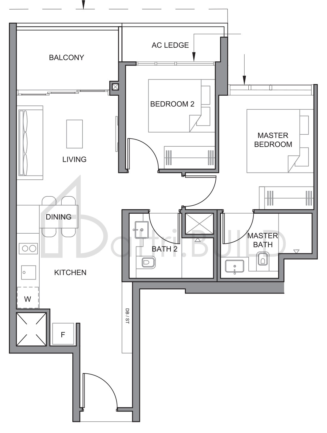 PARC CLEMATIS 2BR-5 floorplan (watermarked)