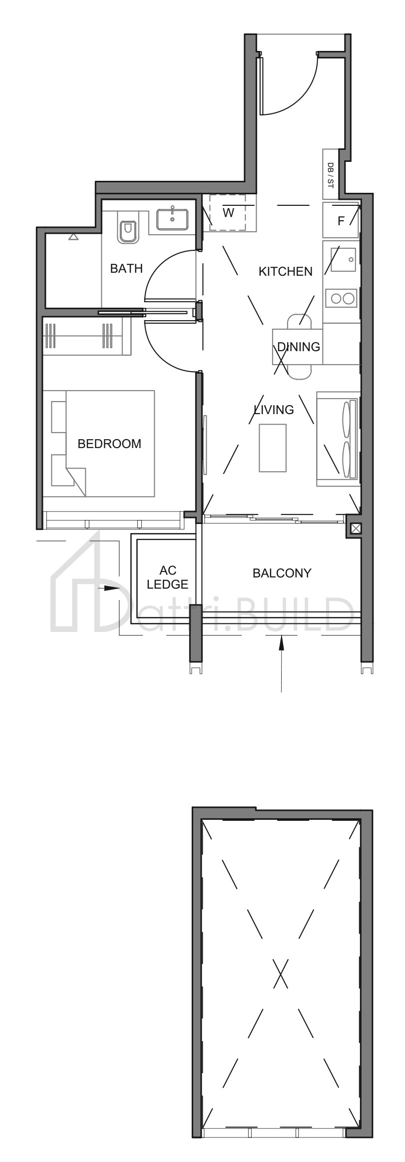 PARC CLEMATIS 1BR-1H floorplan (watermarked)
