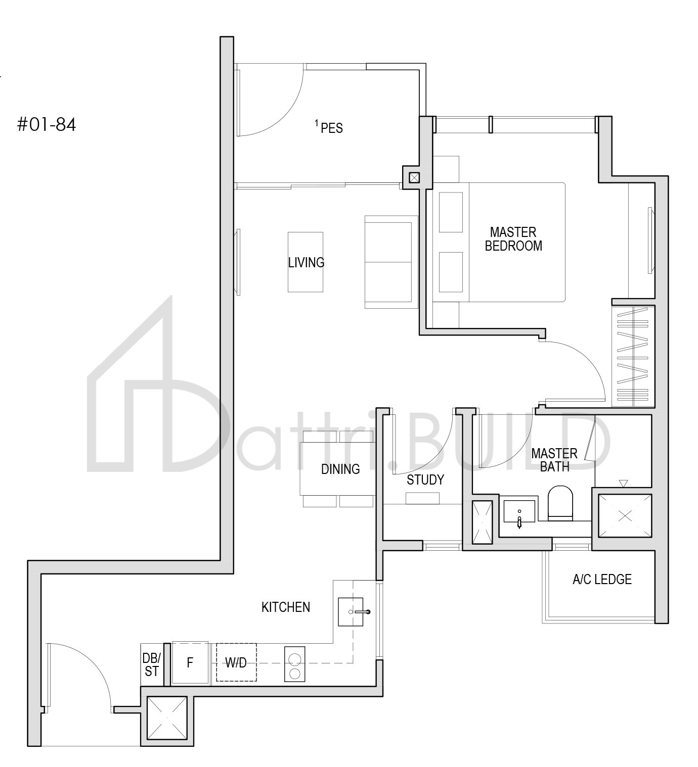KENT RIDGE HILL RESIDENCES AS2-P floorplan (watermarked)